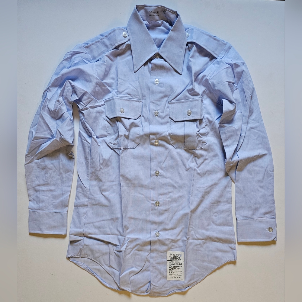 Air Force USAF Regulation Shirt Men's Long Sleeve Uniform Dress Blue 14.5 x 31